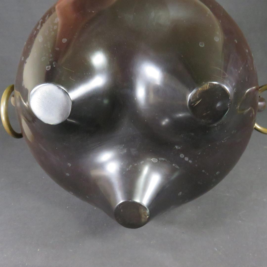 風炉 平丸釜 唐銅鬼面風炉 金谷浄雲 高橋敬典 茶道具 共箱 人間国宝