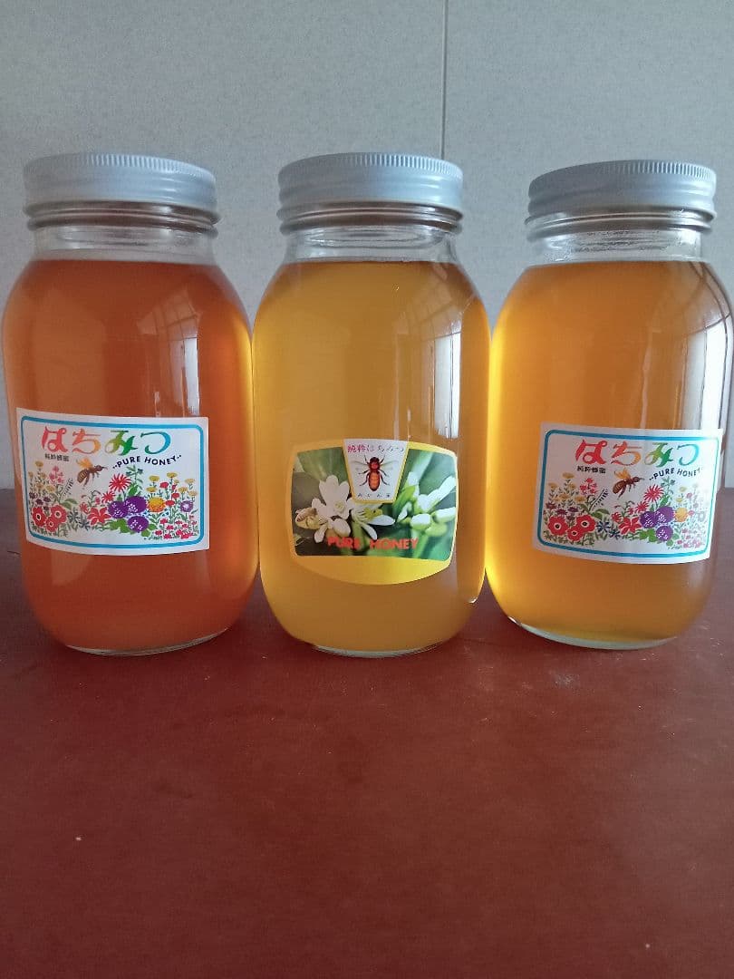 国産百花蜂蜜1200g×2とみかん蜂蜜1200g