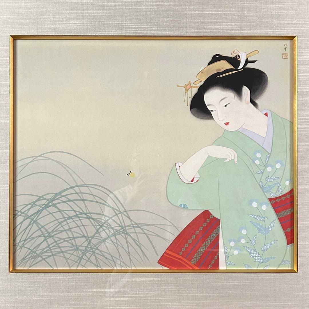 【最終値下げ】美品 上村松園「新螢」複製画 上村淳之監修 彩美版 証明シール有