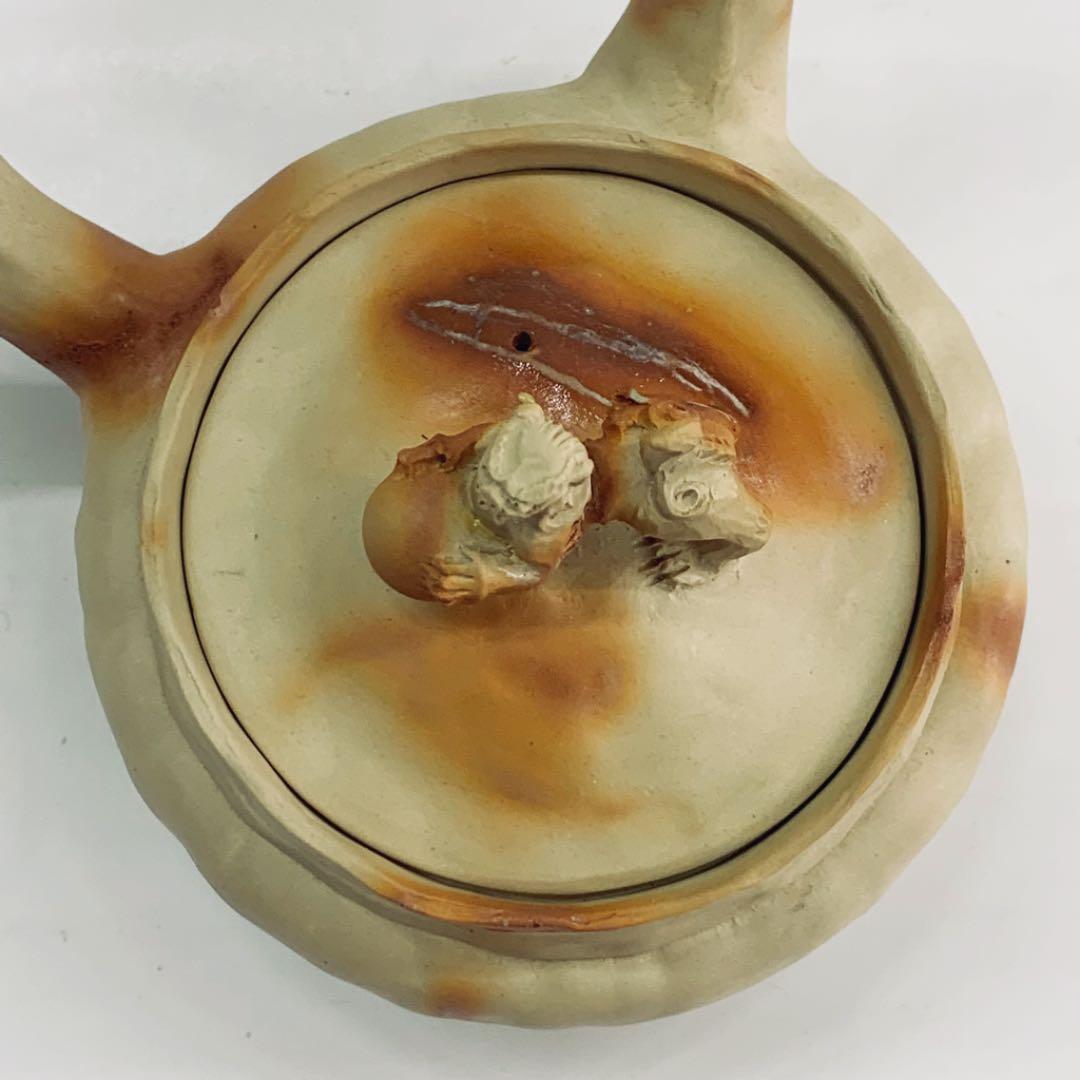 【茶注7   手捻　火襷　玉獅子】間野弥平　共箱