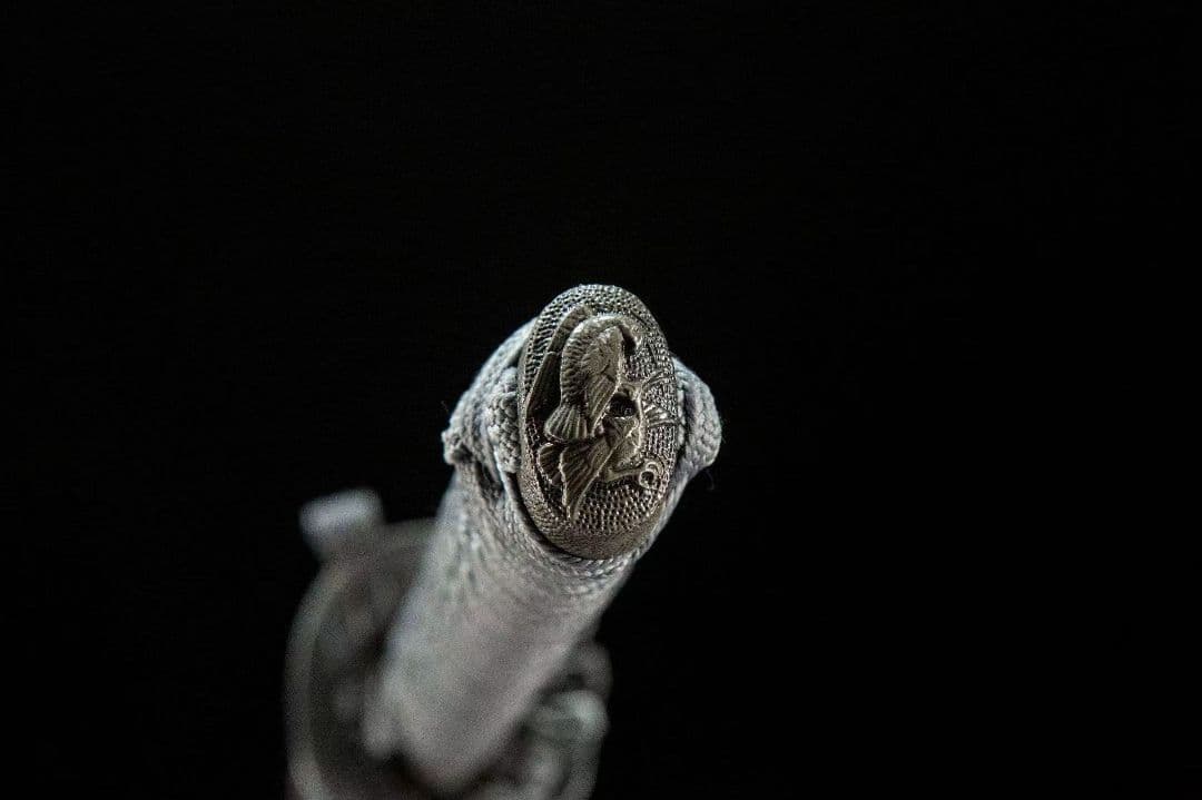 スカル彫刻打刀模造刀1045 炭素鋼グレー調デザイン全長102cm刃厚0.7cm