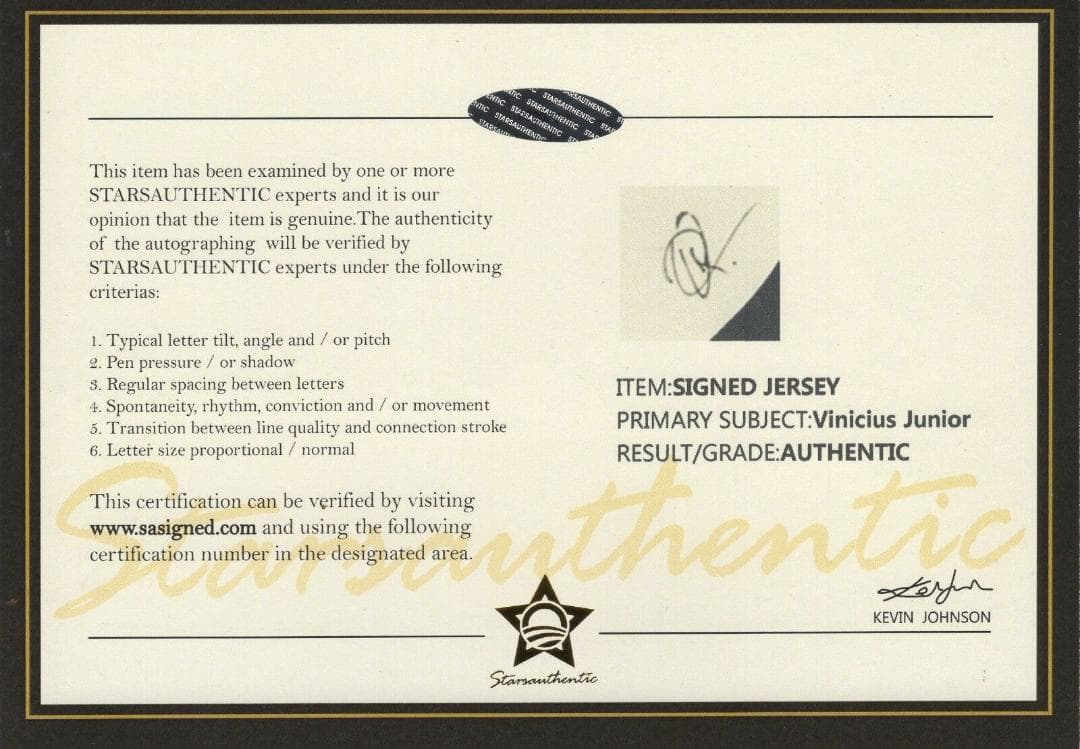 直筆サイン入りユニフォーム ビニシウスジュニア FC レアル・マドリード