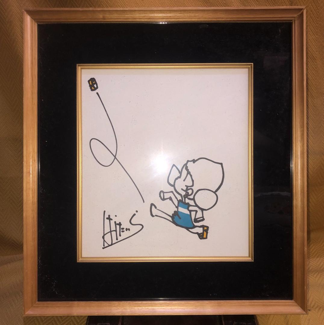 漫画家　はらたいら　モンローちゃん　ペン画　直筆肉筆画　サイン　額装品