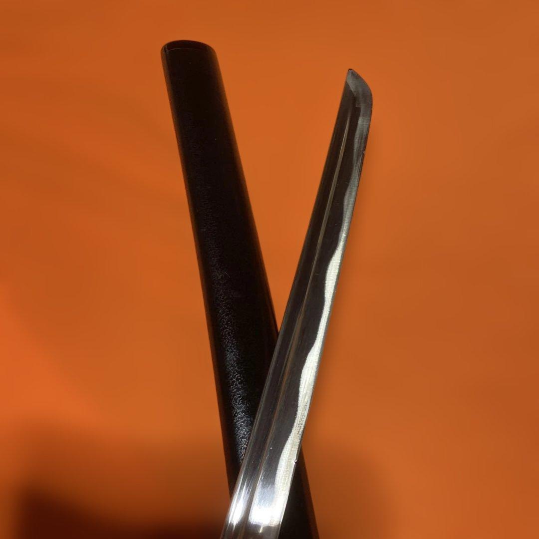 居合刀(刀袋付) 濃緑柄 竹笹木瓜鍔 黒梨地呂鞘