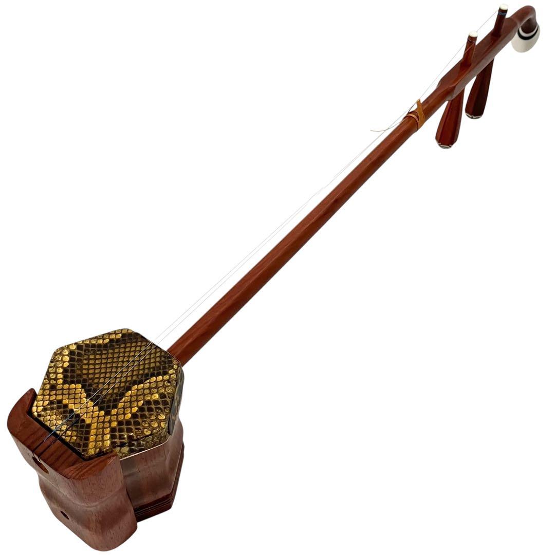 【未使用】 蘇州二胡 紅木 中国楽器 胡弓 弦楽器 セミハードケース付 二胡