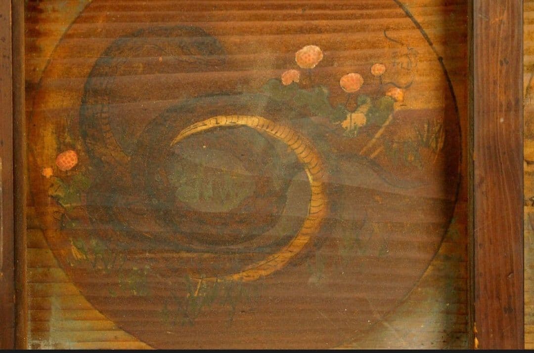 江戸時代 無銘 作者不明 彩色絵馬 干支図 蛇 虎 板絵 奉納