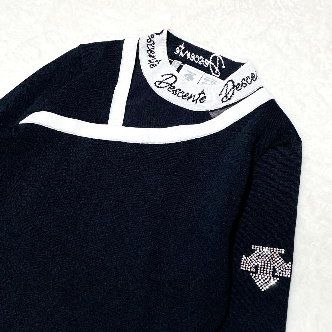 【美品】DESCENTE GOLF シースル　切替モックネックニット