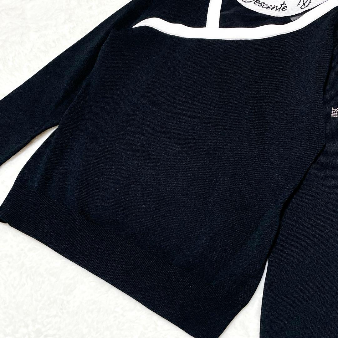 【美品】DESCENTE GOLF シースル　切替モックネックニット