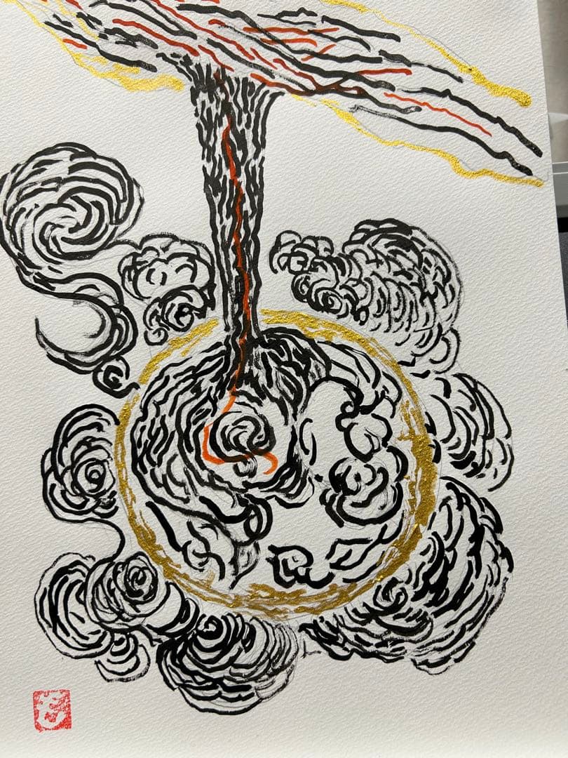 抽象的な水墨画 自然現象