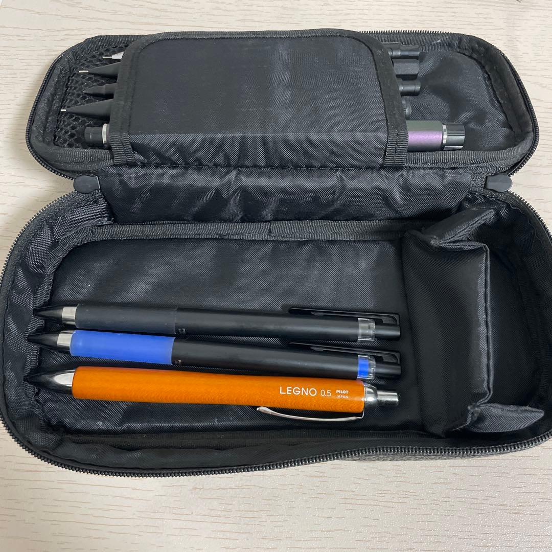 シャーペン、ボールペン、筆箱、クルトガダイブ　オレンズネロカベコ箱付き