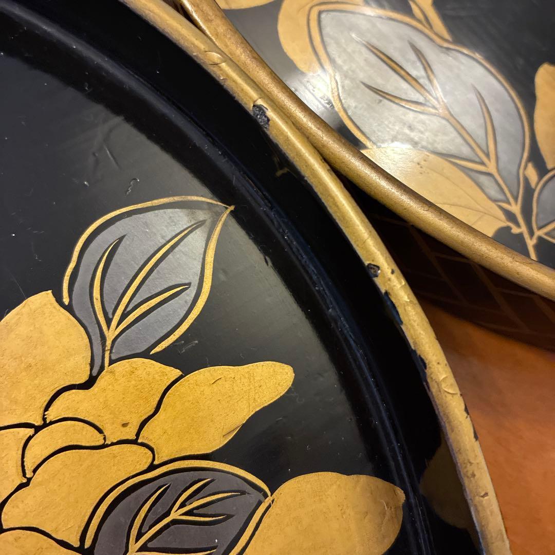 最終価格　漆器　丸盆　3枚　江戸期