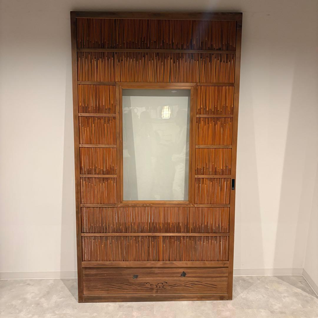 古い建具 ガラス戸 1枚 簾戸 すど 葦戸よしど 夏障子 御簾戸 3/4