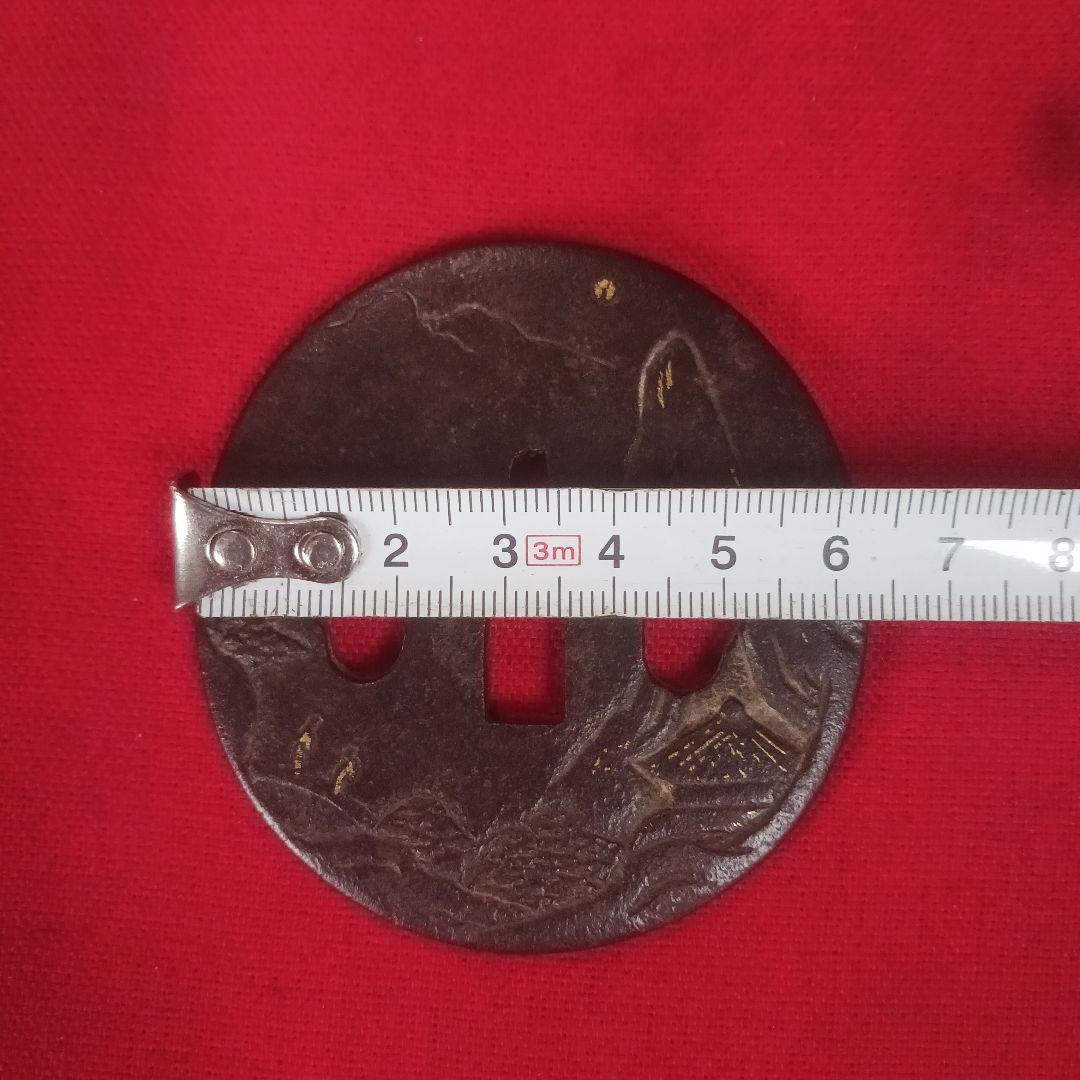 鍔　刀鍔　鉄地　当時物　木箱付き