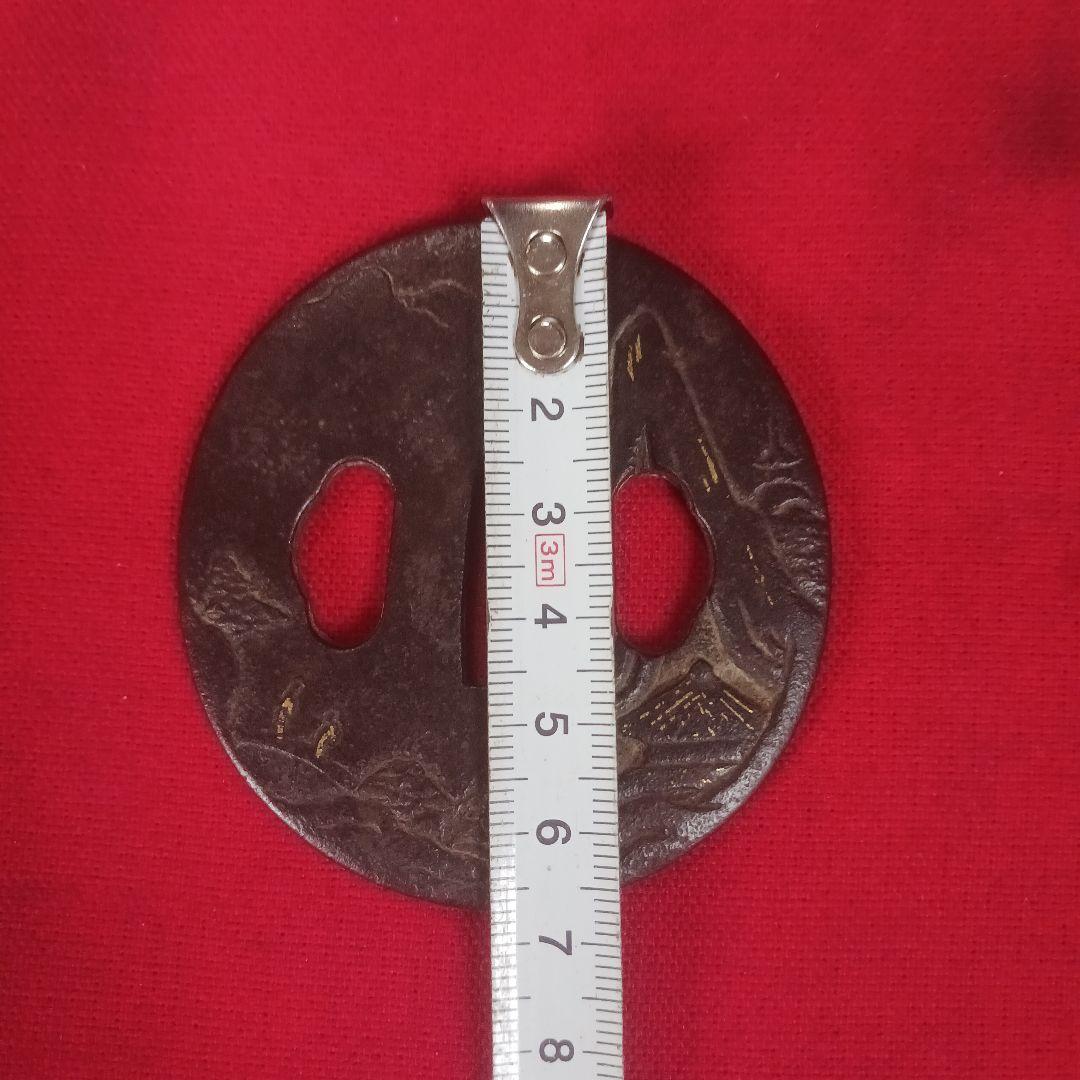 鍔　刀鍔　鉄地　当時物　木箱付き