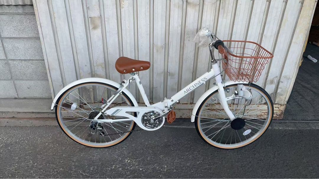 子ども用折りたたみ自転車　自転車24インチ　シティサイクル シマノ６段変速 カゴ