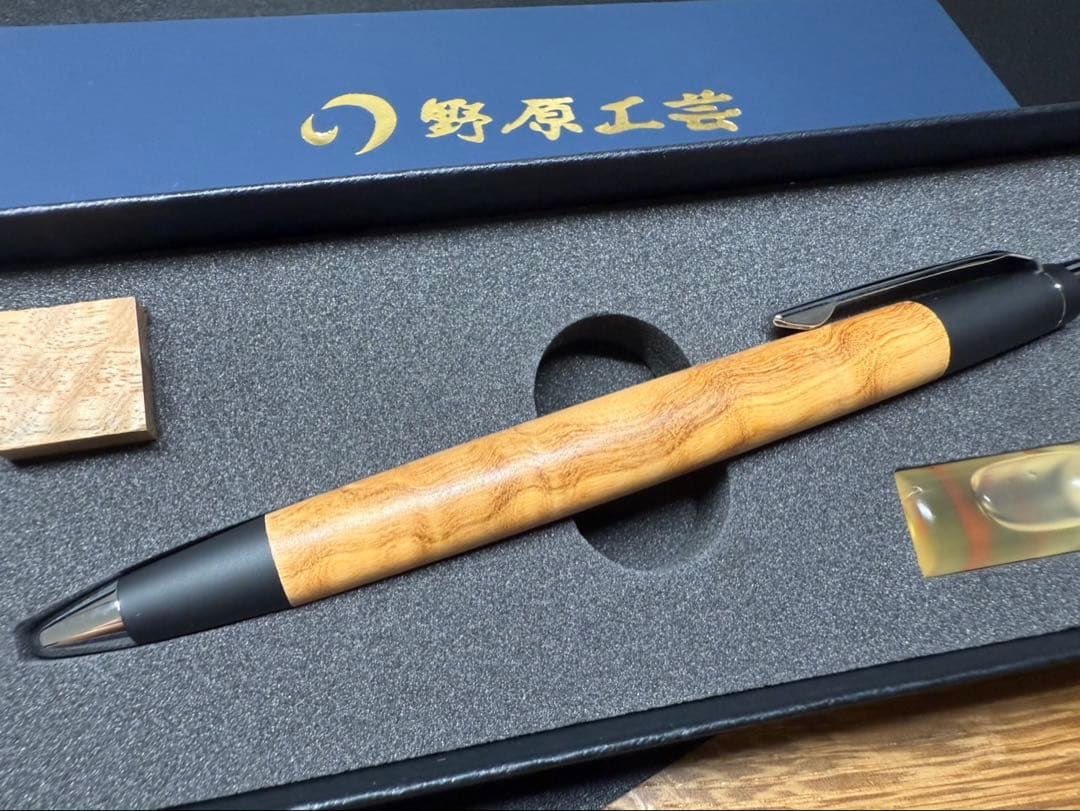 【新品・未使用】野原工芸 オリーブ杢 新型シャープペンシル　シルバー金具