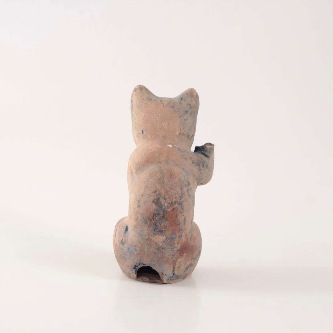 古い 土人形 招き猫 今戸焼？ 民芸 郷土人形 古道具 アンティーク