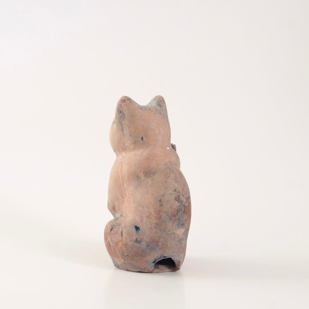 古い 土人形 招き猫 今戸焼？ 民芸 郷土人形 古道具 アンティーク