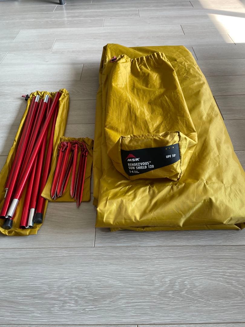 MSRエリクサー2とランデブー120タープセット アジャスタブルポール8ft付き