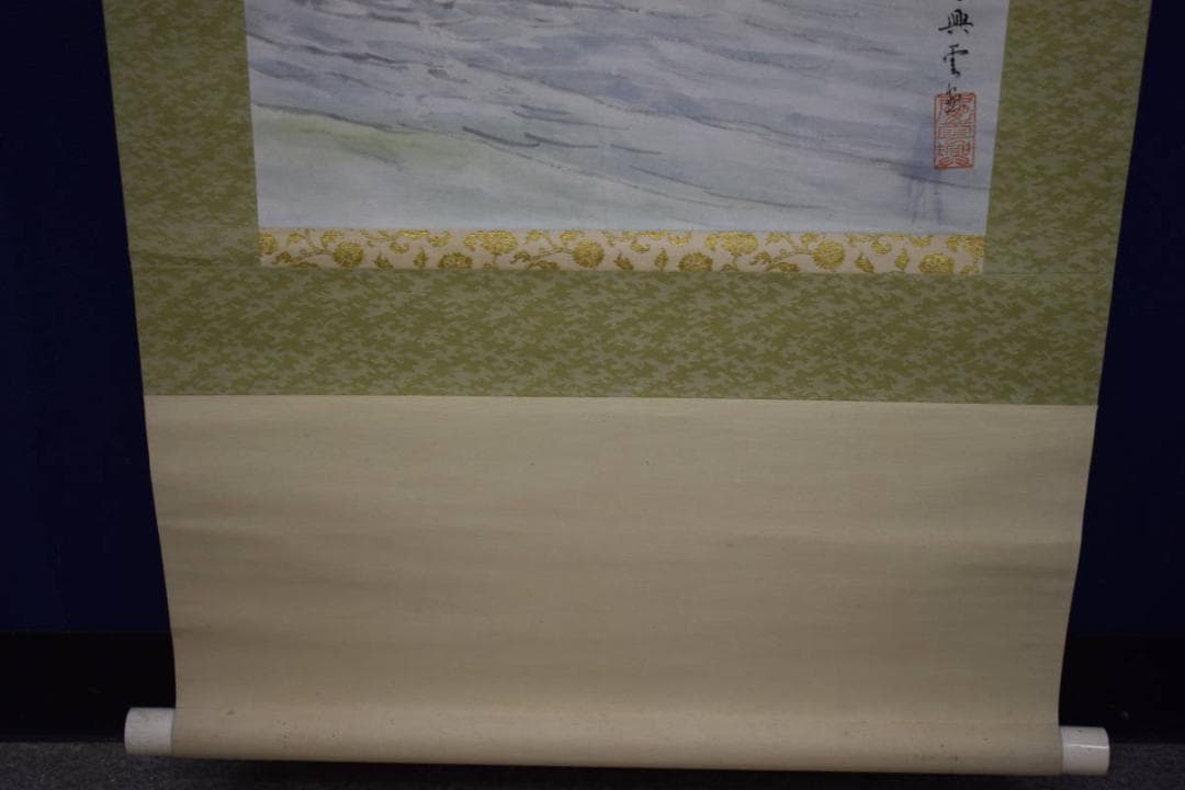 真作/池田興雲/渓流水鳥図/布袋屋掛軸HJ-304