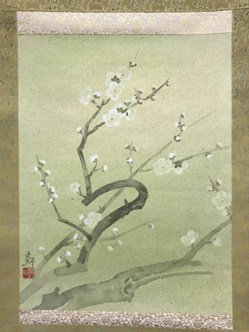 【真作】史朗/白梅図/梅花図/寿/掛軸/名家伝来/AC-202