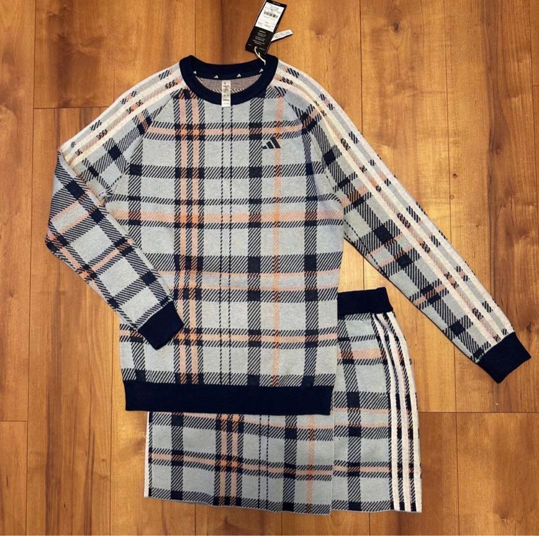 タータンチェック　長袖　セーター　巻きスカート　セットアップ　サイズS 新品