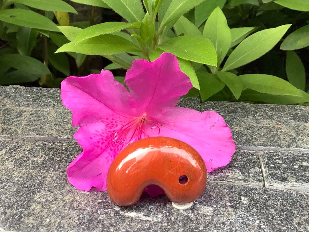 ✳売り尽くし希少玉　佐渡の赤玉石勾玉特大1点　幸運の赤‼️ 鑑別書付本物を‼️