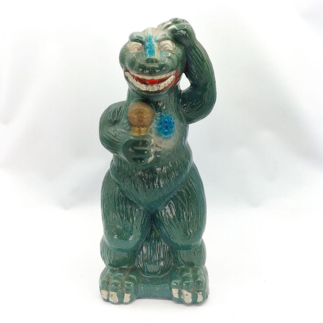 当時物 ゴジラ 陶器製 貯金箱 カラオケ マイク レトロ フィギュア 置物