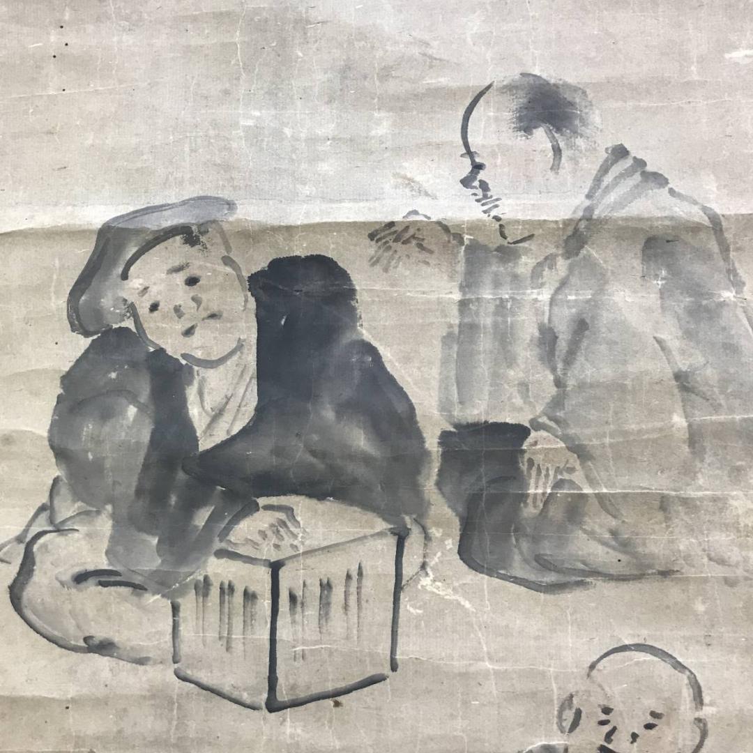 【模写】与謝蕪村外合作/人物俳句合作/人物図/掛軸/名家伝来/AD-790