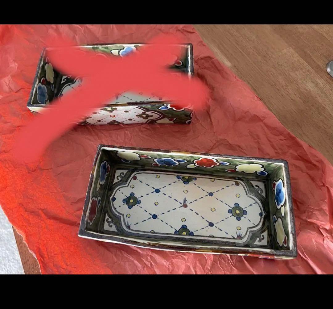 乾山写　色絵瓔珞紋角向付　1客