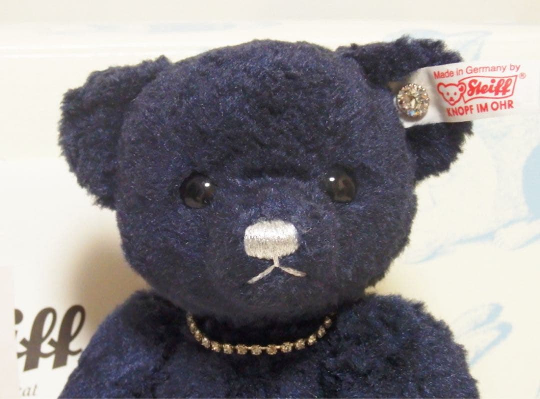 美品steiffシュタイフ/ スワロフスキークリスタル「サファイア・テディベア」