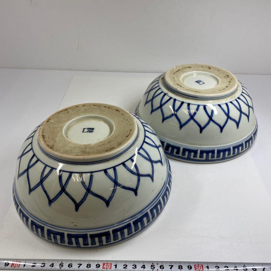 古伊万里　染錦大鉢2点　木箱付　直径約22㎝　東Y7-0404②タサチ