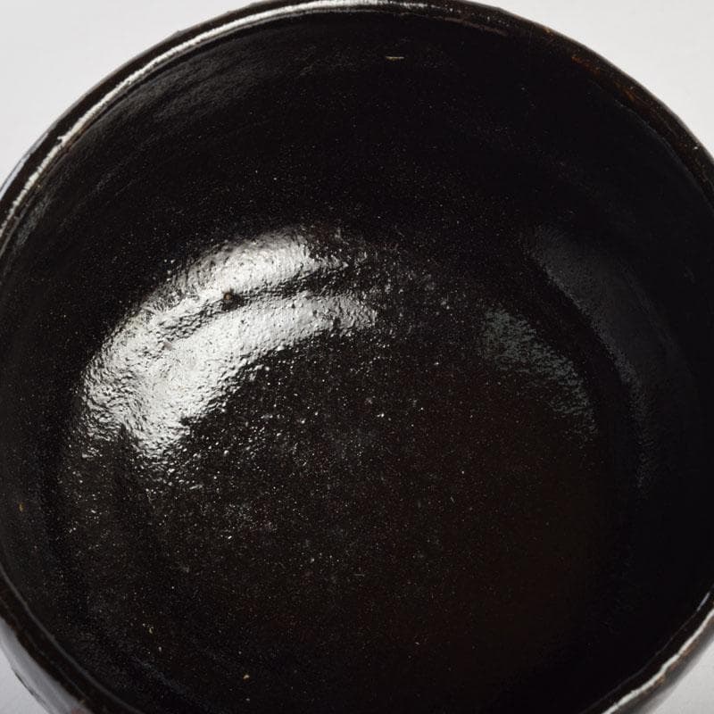 茶道具　八事窯　一休庵　中村道年造　黒楽茶碗　共箱　C　8879