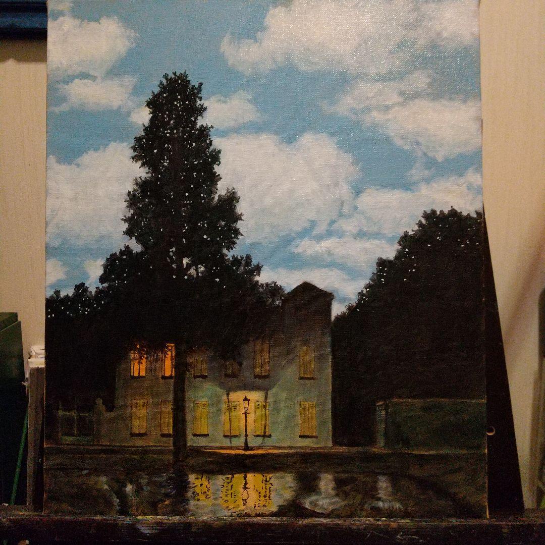 油絵 マグリット 光の帝国 模写 8号 F8 油彩画