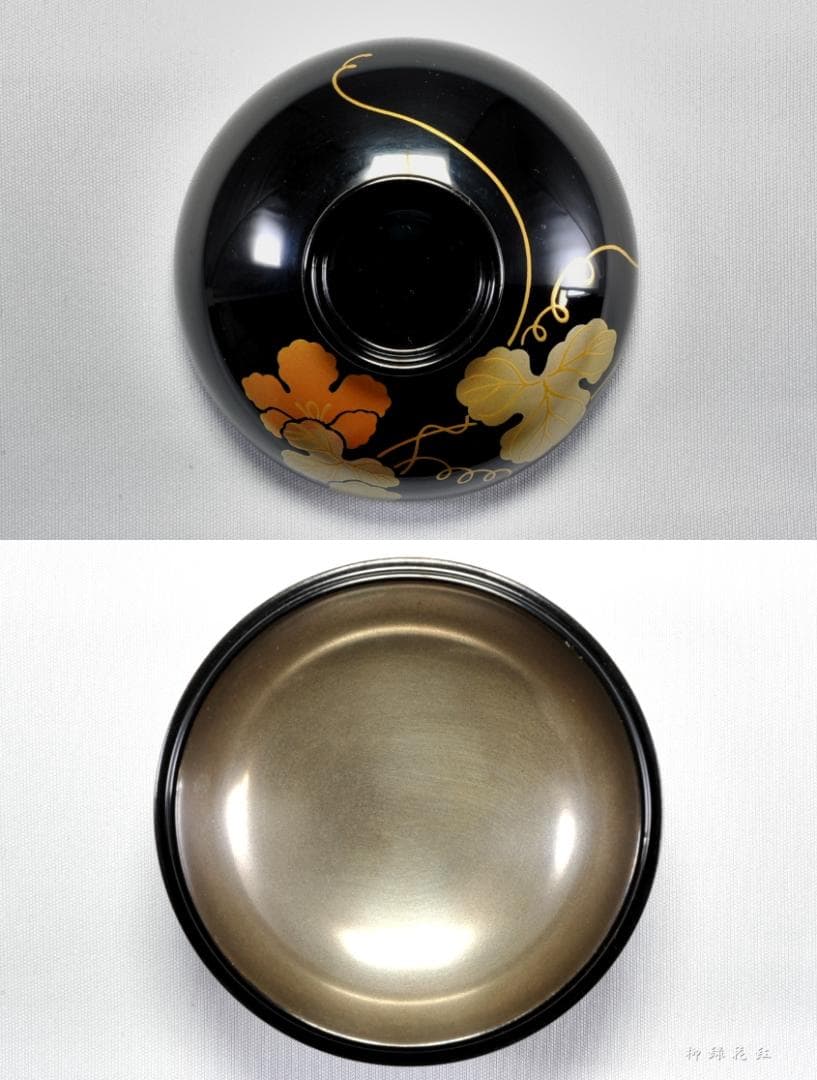 静峰 輪島塗 瓢箪形 瓢蒔絵 内銀溜 箸洗 五 共箱 懐石道具