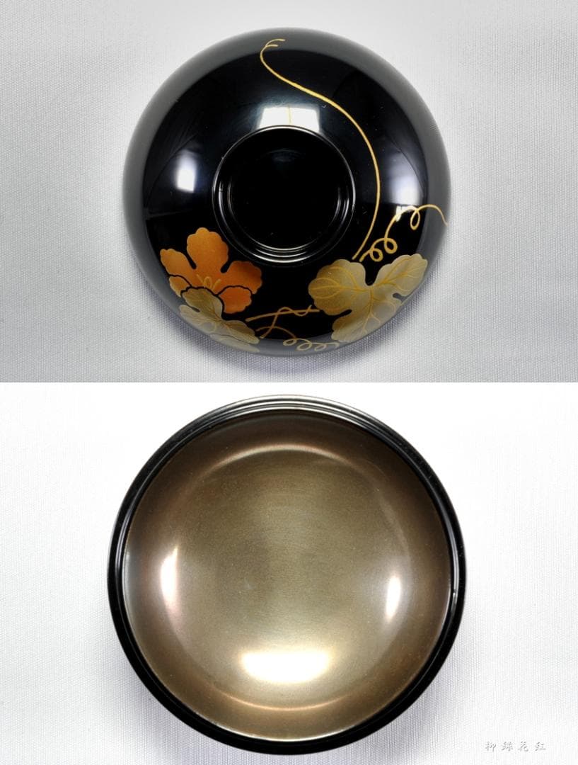 静峰 輪島塗 瓢箪形 瓢蒔絵 内銀溜 箸洗 五 共箱 懐石道具