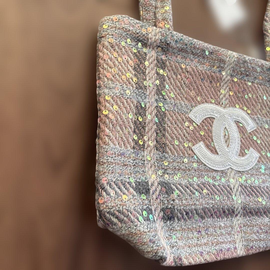 CHANELツイードトートバッグ　ピンク