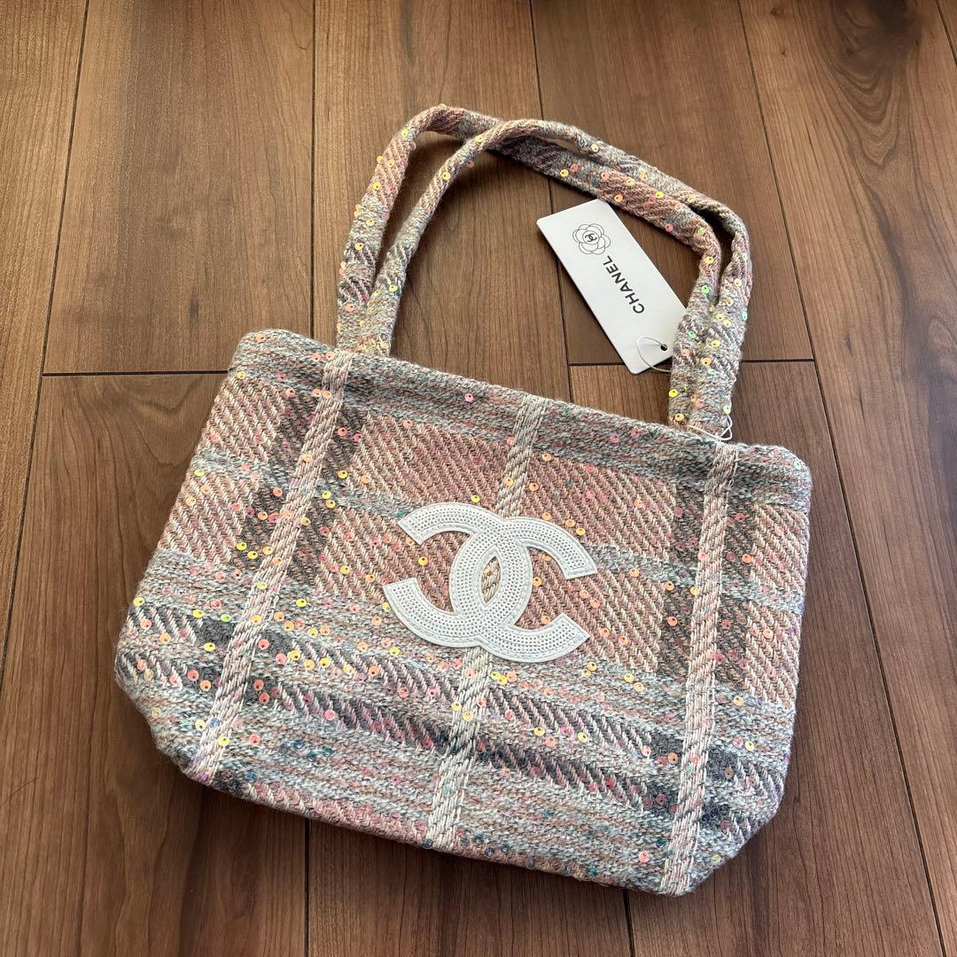 CHANELツイードトートバッグ　ピンク