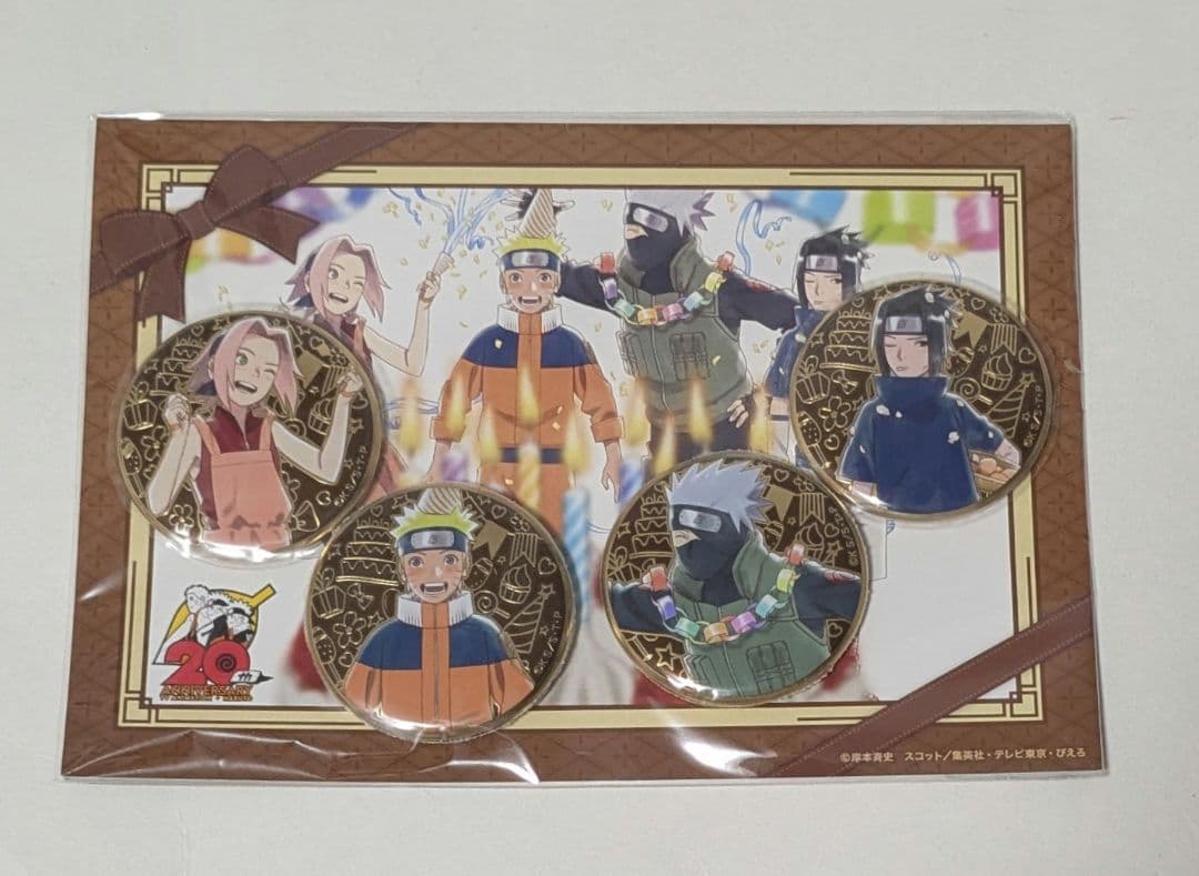 NARUTO　ぴえろ メタルアートバッジセット ナルト　サスケ　サクラ　カカシ