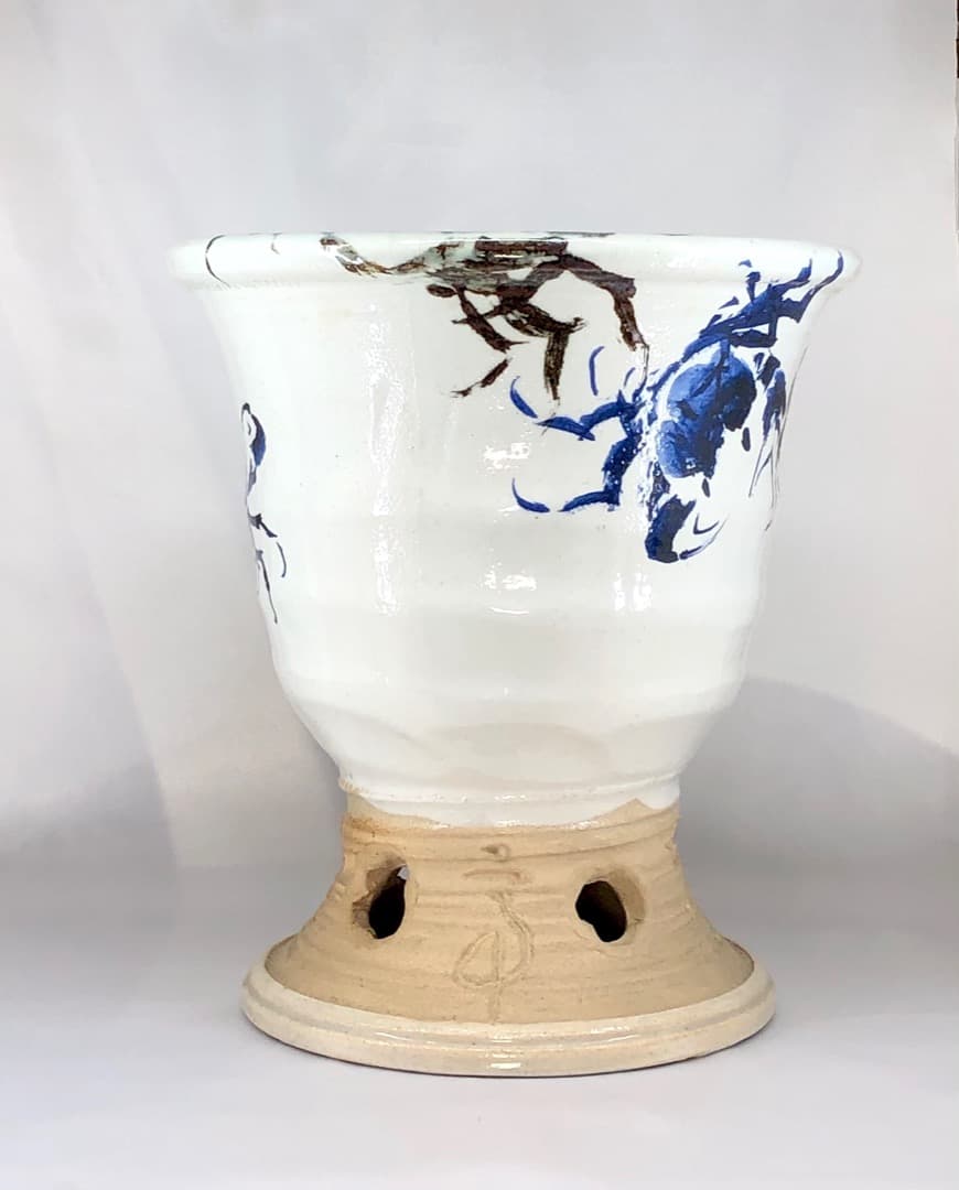 京焼・清水焼　清水六兵衛（四代）作　蟹画手炙り　無傷　時代箱　保証。