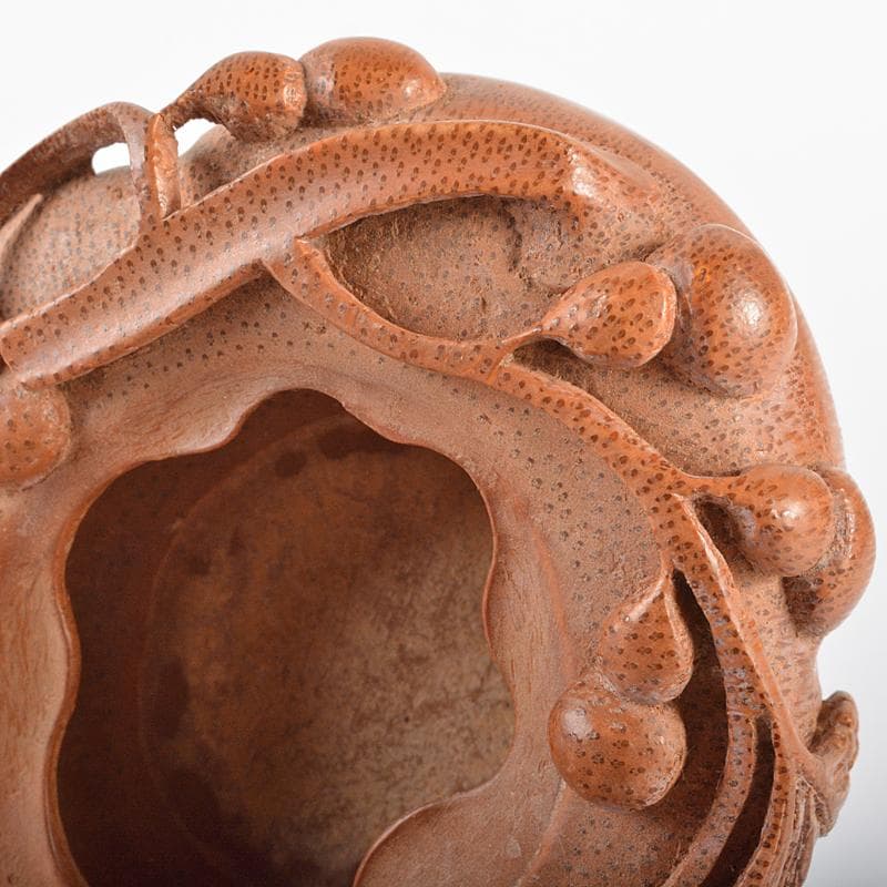 中国　竹根彫刻　瓢箪文　水孟　筆洗　M　R6244E