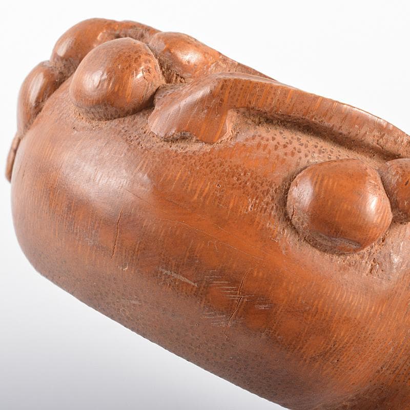 中国　竹根彫刻　瓢箪文　水孟　筆洗　M　R6244E