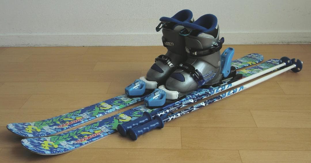 ■■送料無料■KAZAMA■子供用スキーフルセット■板106靴20■WAX済■■