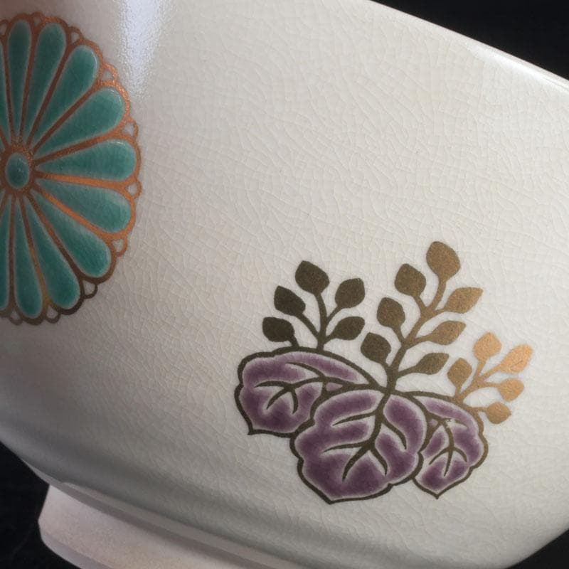 茶道具　京焼　加賀瑞山造　色絵金彩　菊桐文　数茶碗　五客　N　9809