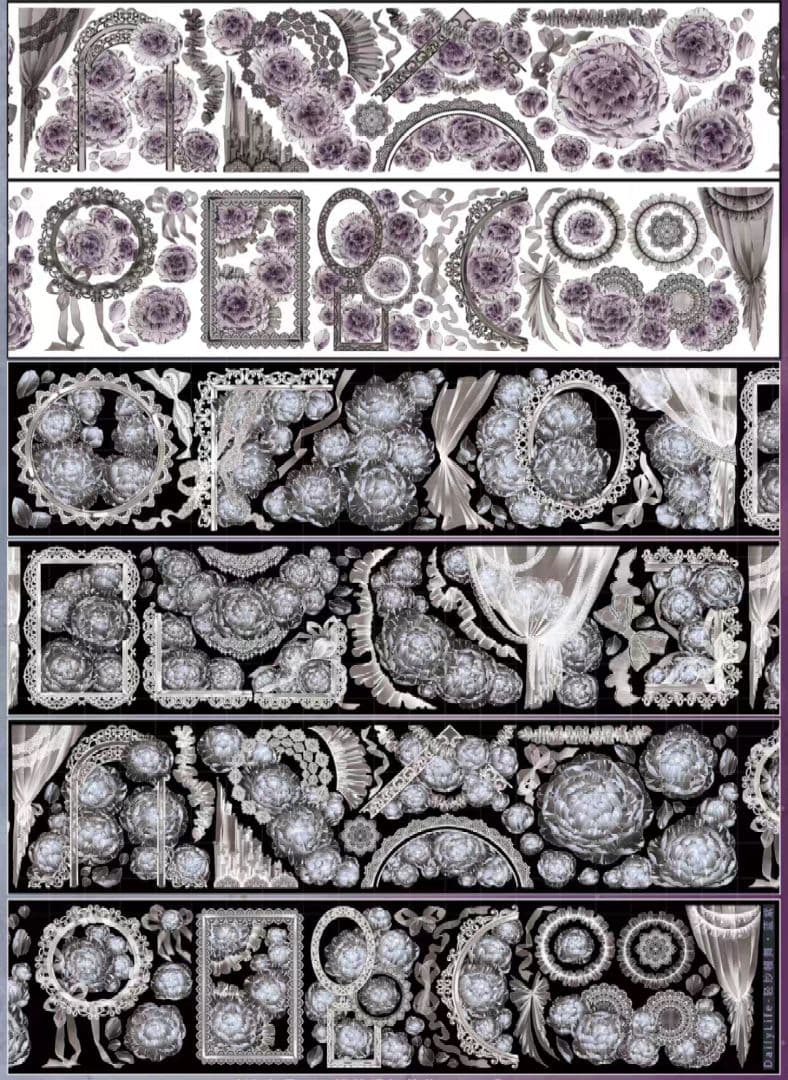切売 520★ 海外 マスキングテープ マステ PET 装飾 花 3D珠光