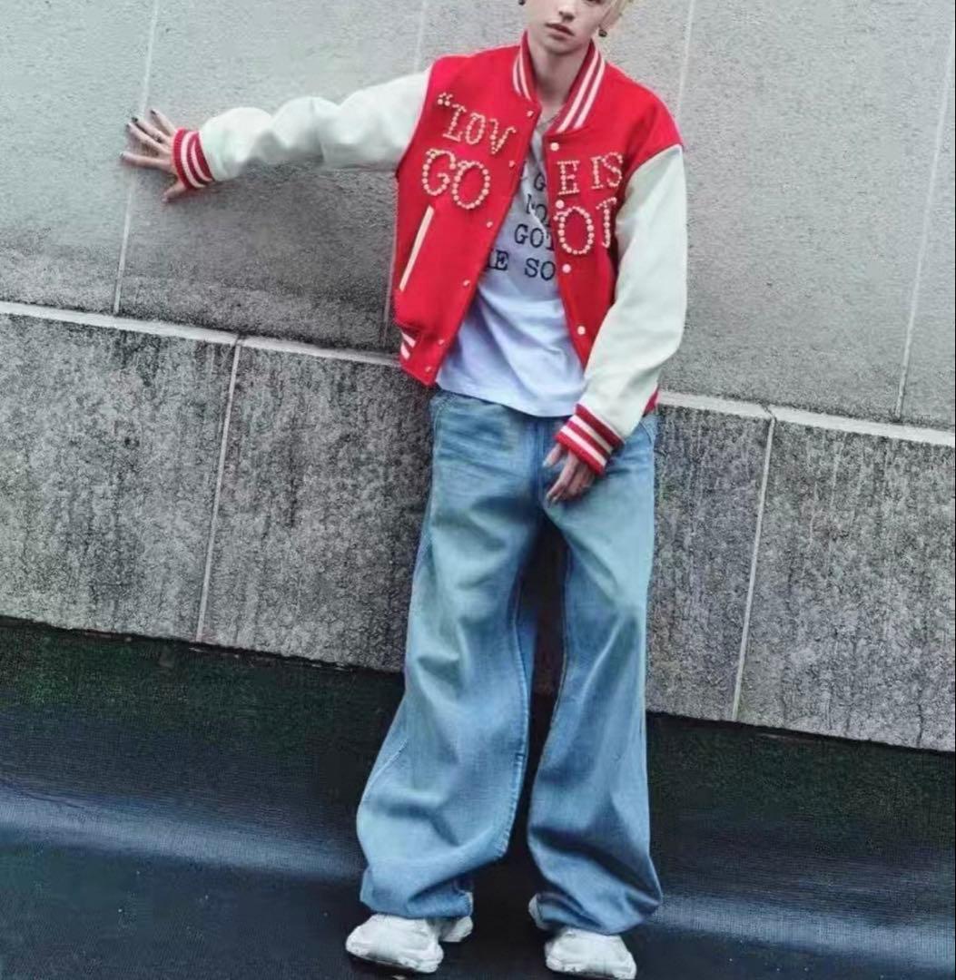 パールロゴスタジャン 韓国ファッション GD ジヨン ジードラゴン KーPOP