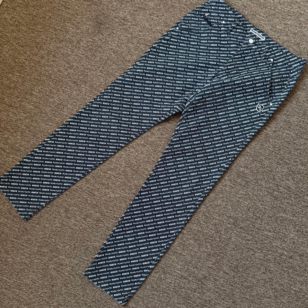 パーリーゲイツ　パンツ　総柄　L〜XL相当　紺　ネイビー　白　コットン素材　5