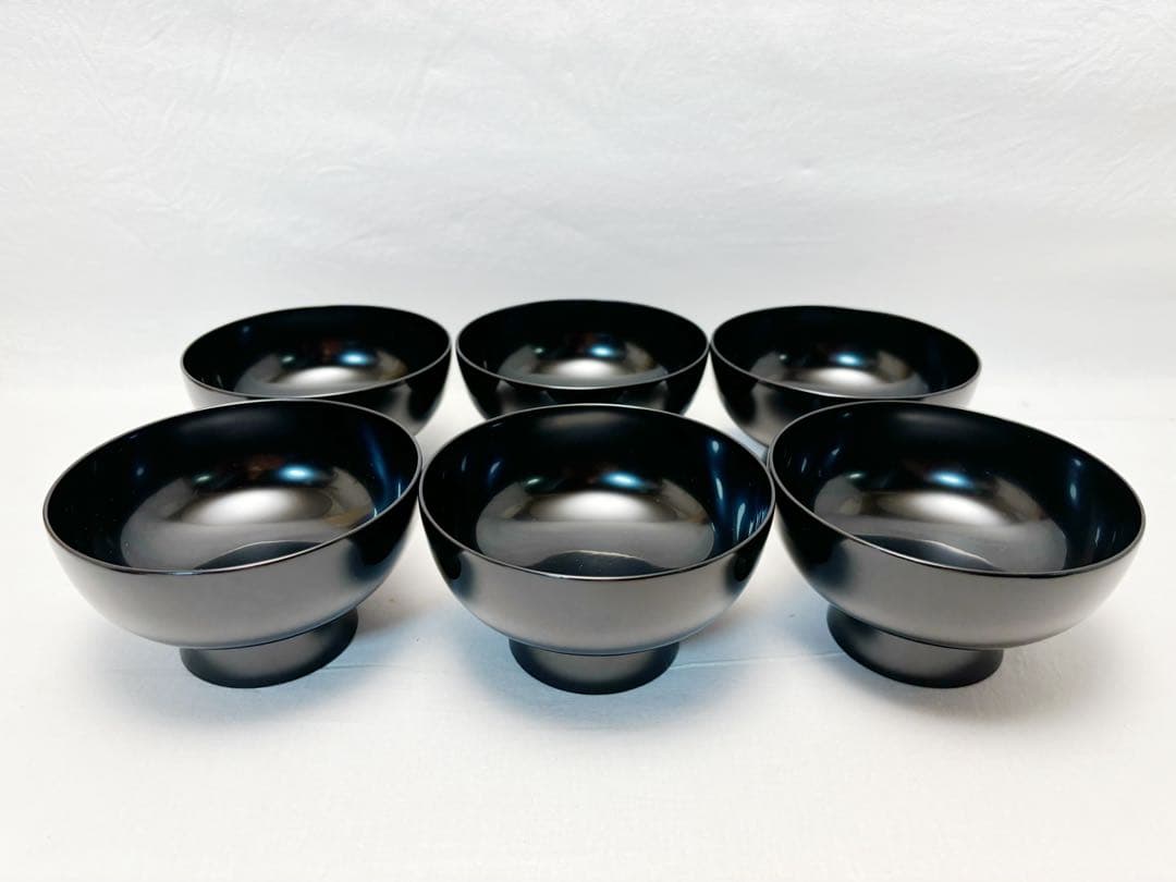 未使用 懐石道具 能登国 ぬし小西玄州 木製黒塗 利休本型 汁椀6客揃 共箱