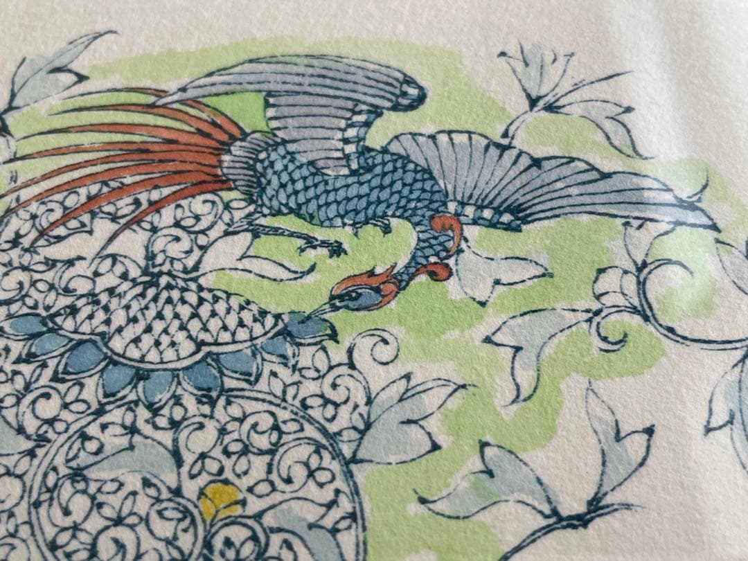 陶芸家　葉山有樹　直筆　肉筆　水彩画　細密絵　細密画　鳳凰　デザイン　図案　額入