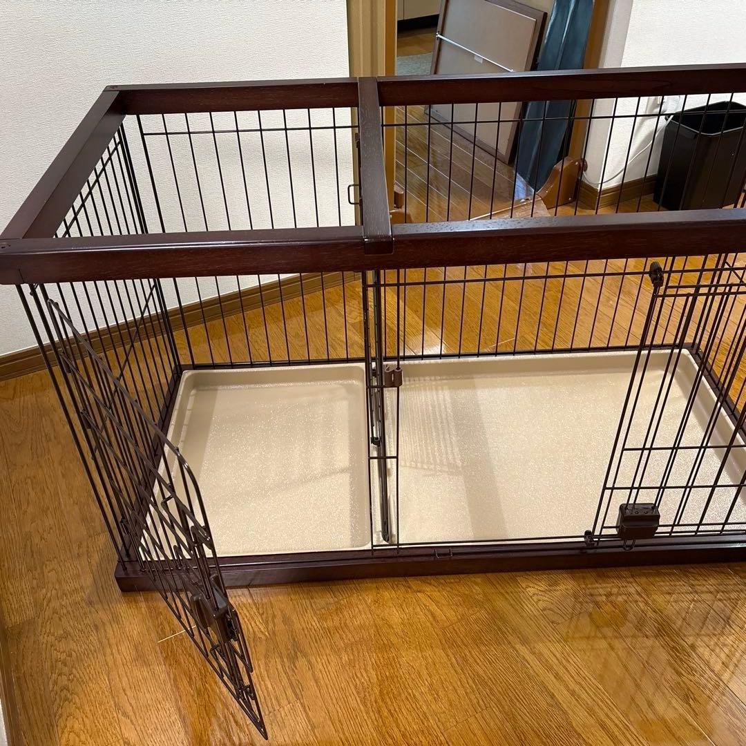 小型犬用室内ケージ　トイレコーナーの仕切り付きドッグルームサークル　スモール